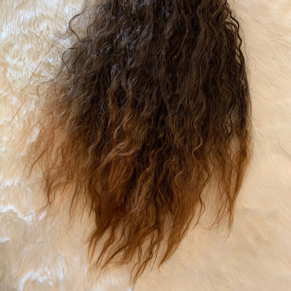 🍁 New Brunette Ombré Auburn Long WING Crimped Hair Synthetic Bun attachment